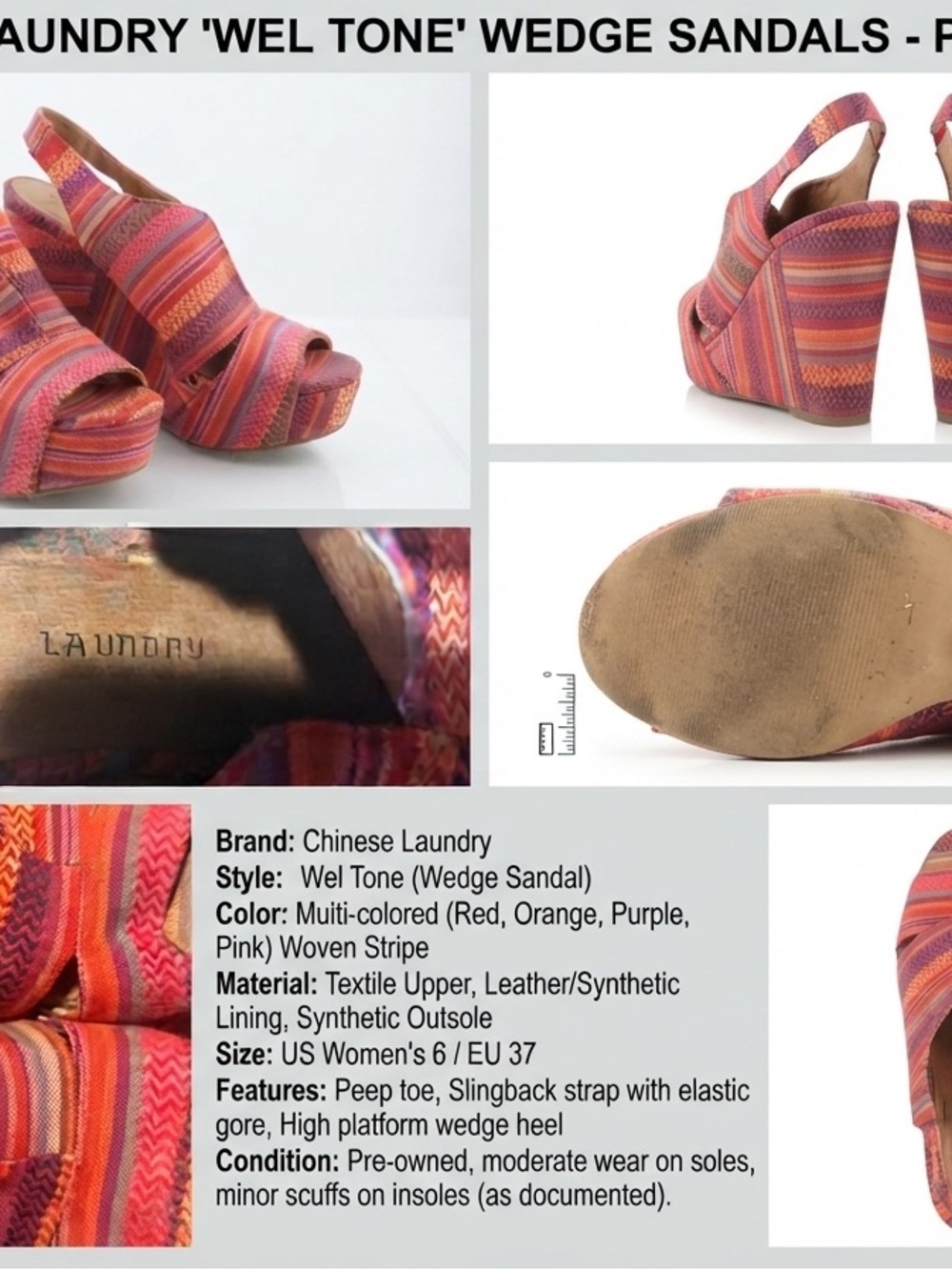 Chinese Laundry Multicolored Woven Platform Wedge Sandals